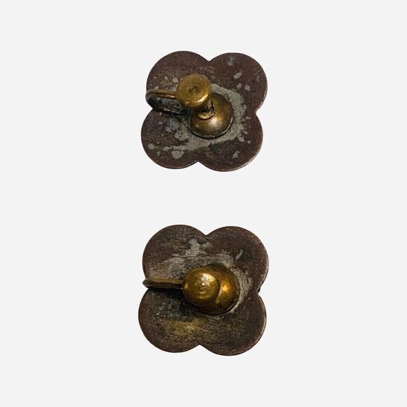 Rainbow Paint Splatter Button Earrings 7/8" Screw Back EDM Art Deco Punk - Picture 6 of 12